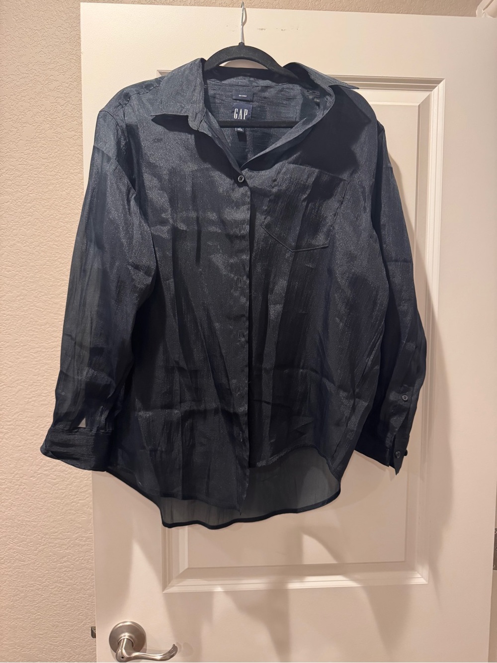 Gap The Big Shirt Oversized Sheer Black Organza Shirt Size Medium